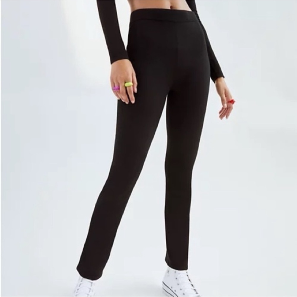 Aritzia Sun Deh Ellie Pant Black High Rise Stretch Knit Straight Leg Minimalist